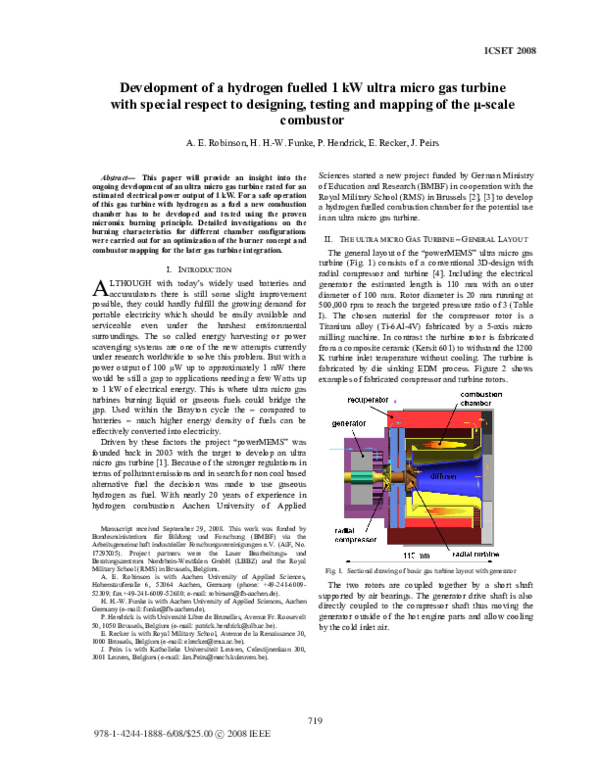 (PDF) Development of a hydrogen fuelled 1 kW ultra micro gas turbine ...