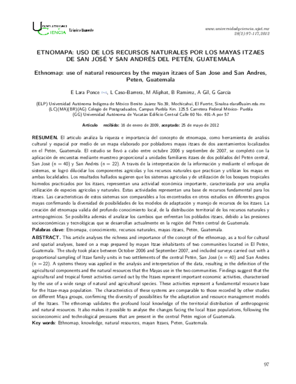 (PDF) Etnomapa: Uso De Los Recursos Naturales Por Los Mayas Itzaes De ...