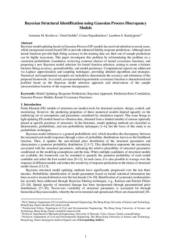 (PDF) Bayesian Structural Identification using Gaussian Process ...