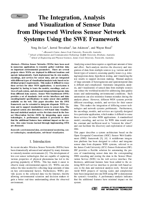 (PDF) The integration, analysis and visualization of sensor data from ...