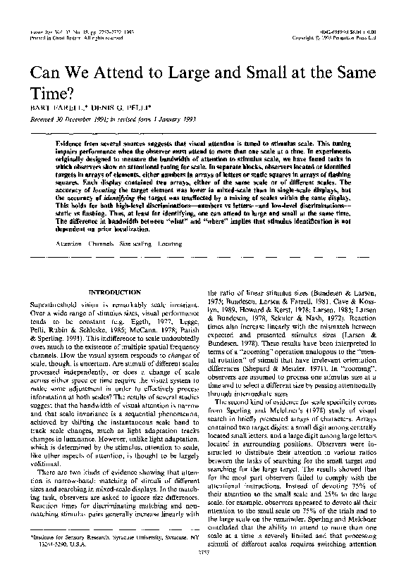 (PDF) Can we attend to large and small at the same time?
