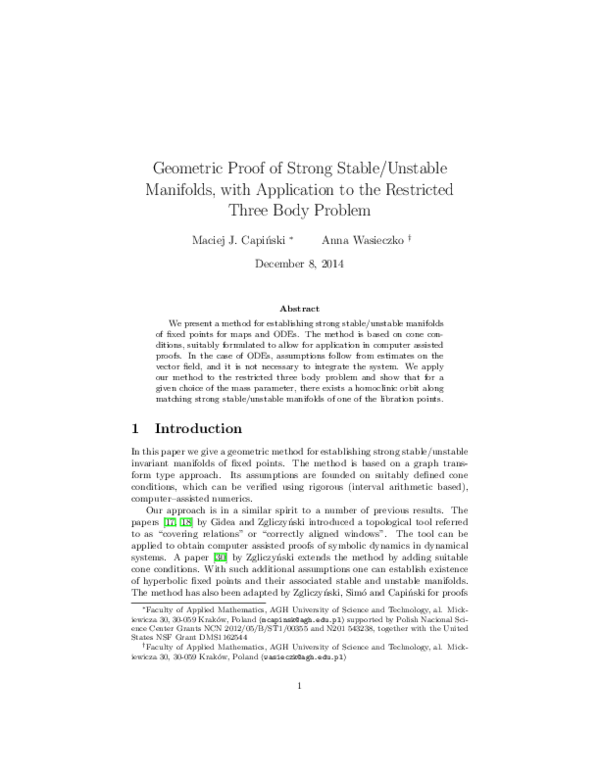 (PDF) Geometric proof of strong stable/unstable manifolds with ...
