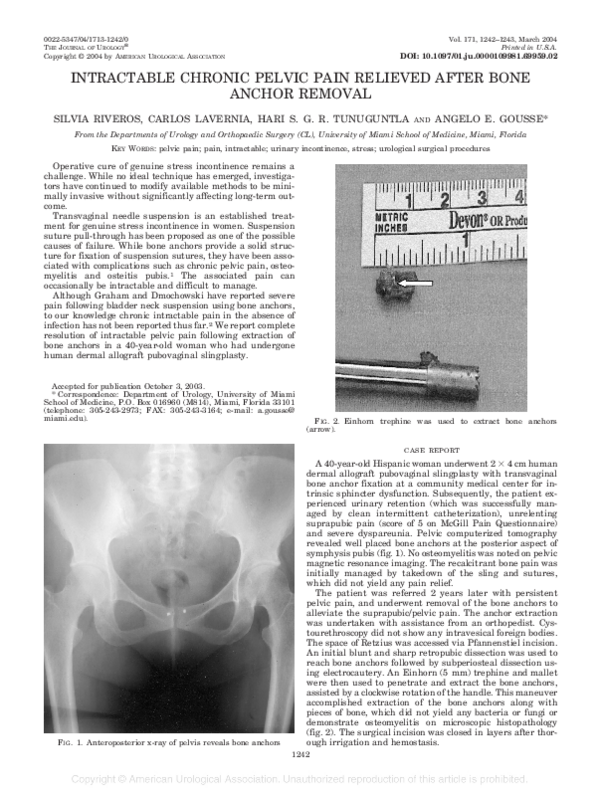 (PDF) Intractable Chronic Pelvic Pain Relieved After Bone Anchor Removal