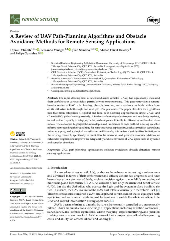 (PDF) A Review of UAV Path-Planning Algorithms and Obstacle Avoidance ...