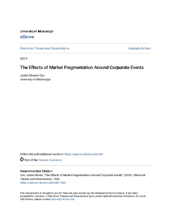 (PDF) The Effects of Market Fragmentation Around Corporate Events