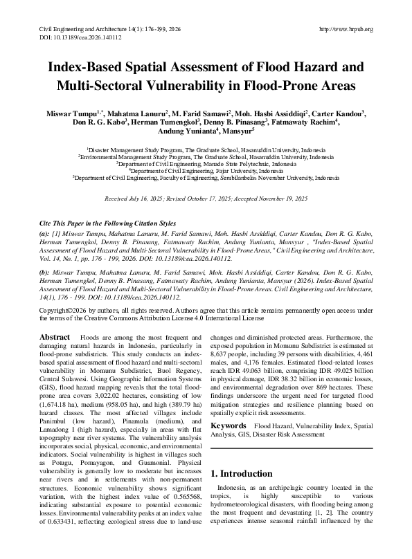 (PDF) Index-Based Spatial Assessment of Flood Hazard and Multi-Sectoral ...