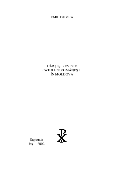 (PDF) DUMEA, EMIL Cărţi şi reviste catolice româneşti în Moldova