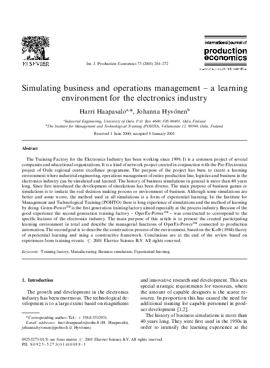 (PDF) Simulating business and operations management–a learning ...