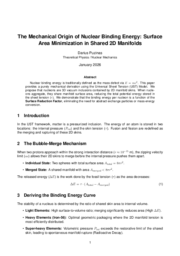 (PDF) The Mechanical Origin of Nuclear Binding Energy: Surface Area ...