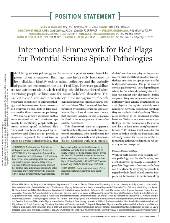 (PDF) International Framework for Red Flags for Potential Serious ...