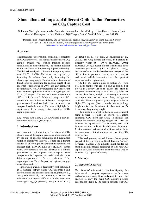 (PDF) Simulation and Impact of different Optimization Parameters on CO2 ...