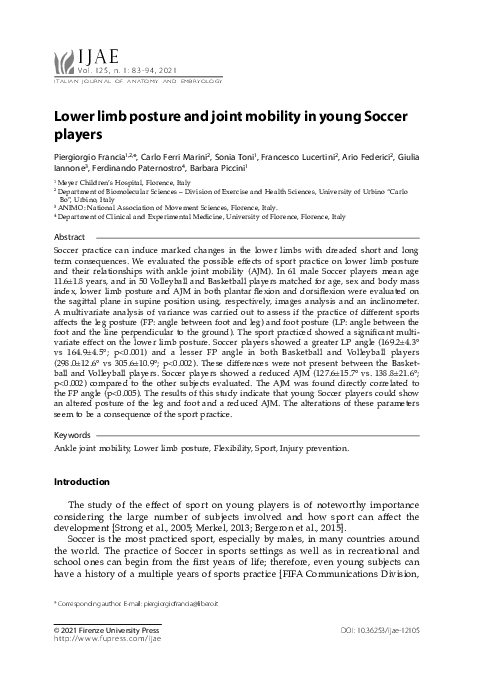 (PDF) Lower limb posture and joint mobility in young Soccer players
