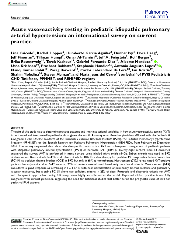 (PDF) Acute vasoreactivity testing in pediatric idiopathic pulmonary ...