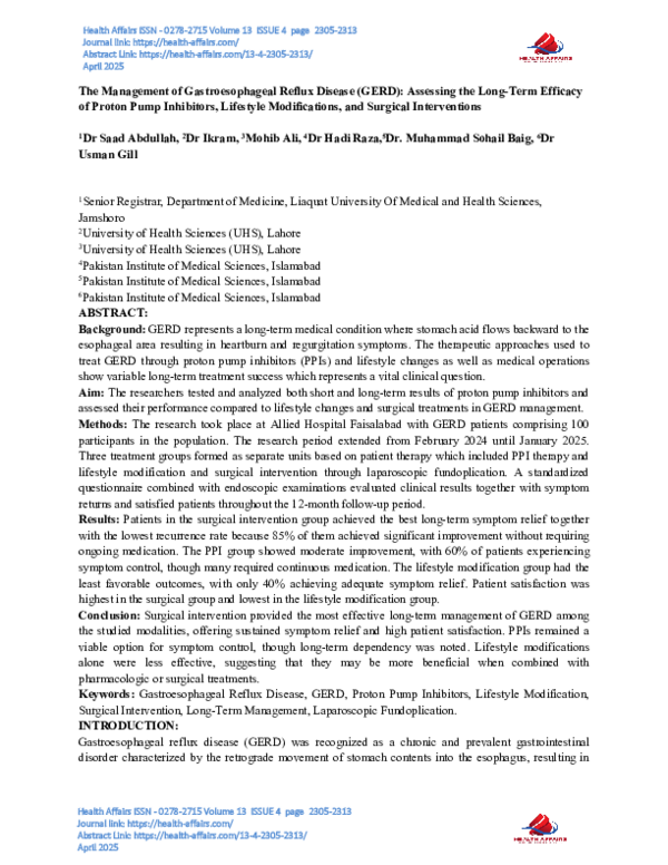 (PDF) The Management of Gastroesophageal Reflux Disease (GERD ...