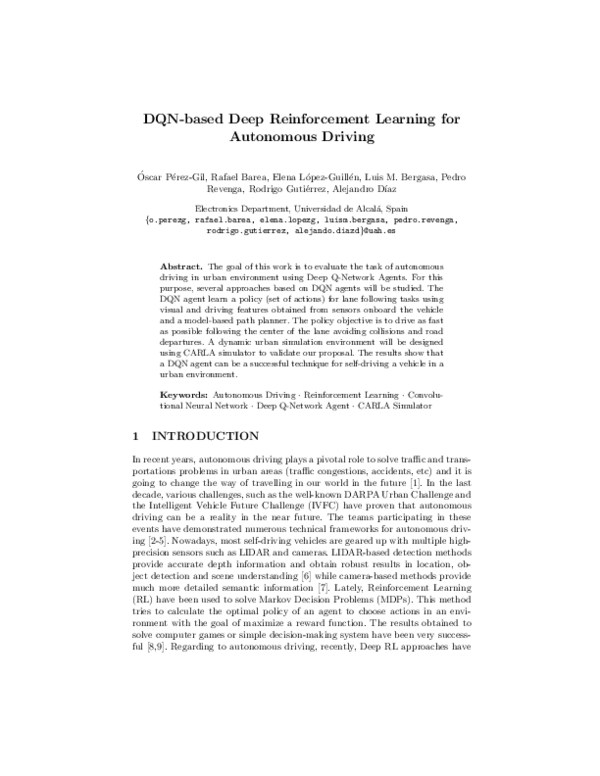 (PDF) DQN-Based Deep Reinforcement Learning for Autonomous Driving