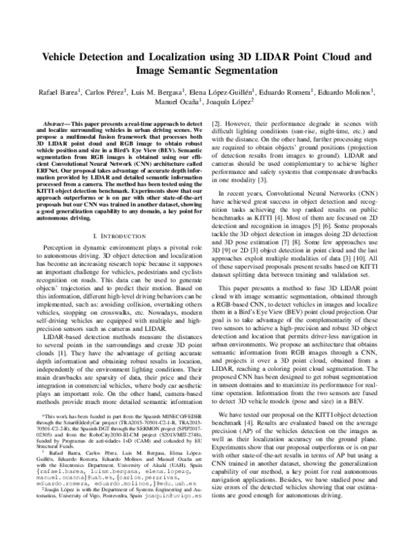 (PDF) Vehicle Detection and Localization using 3D LIDAR Point Cloud and ...