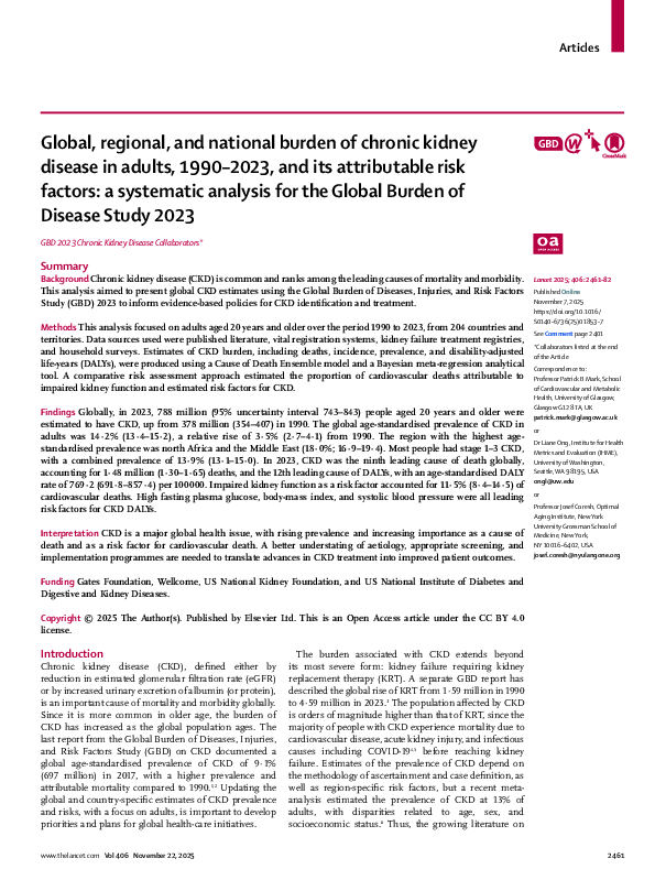 (PDF) Global, regional, and national burden of chronic kidney disease ...
