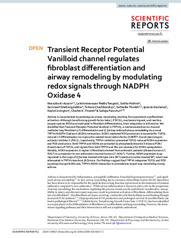 (PDF) Transient Receptor Potential Vanilloid channel regulates ...