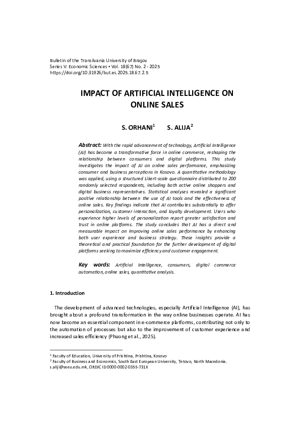 (PDF) Impact of Artificial Intelligence on Online Sales