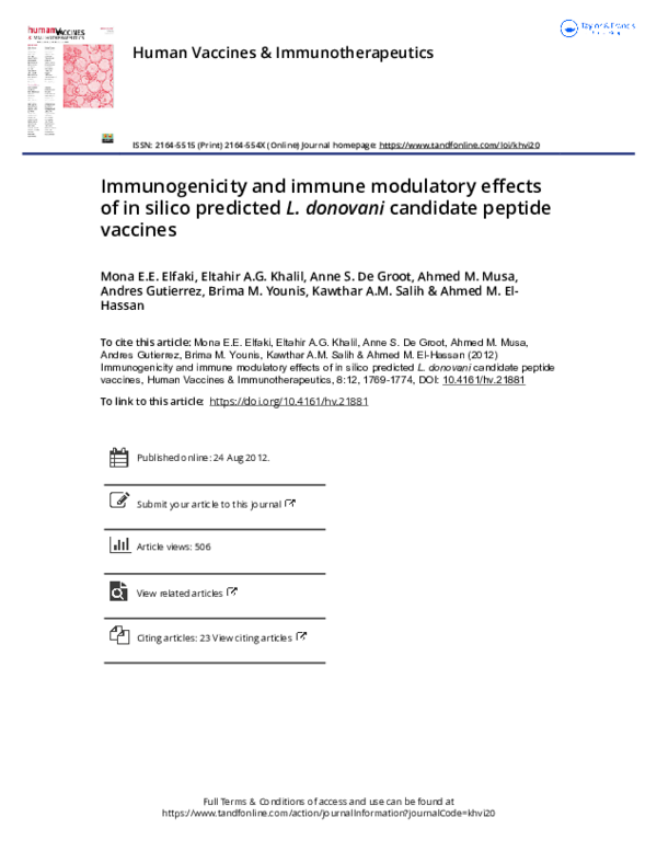 (PDF) Immunogenicity and immune modulatory effects of in silico ...