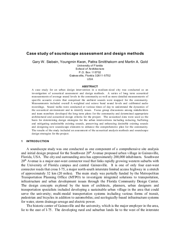 (PDF) Case study of soundscape assessment and design methods