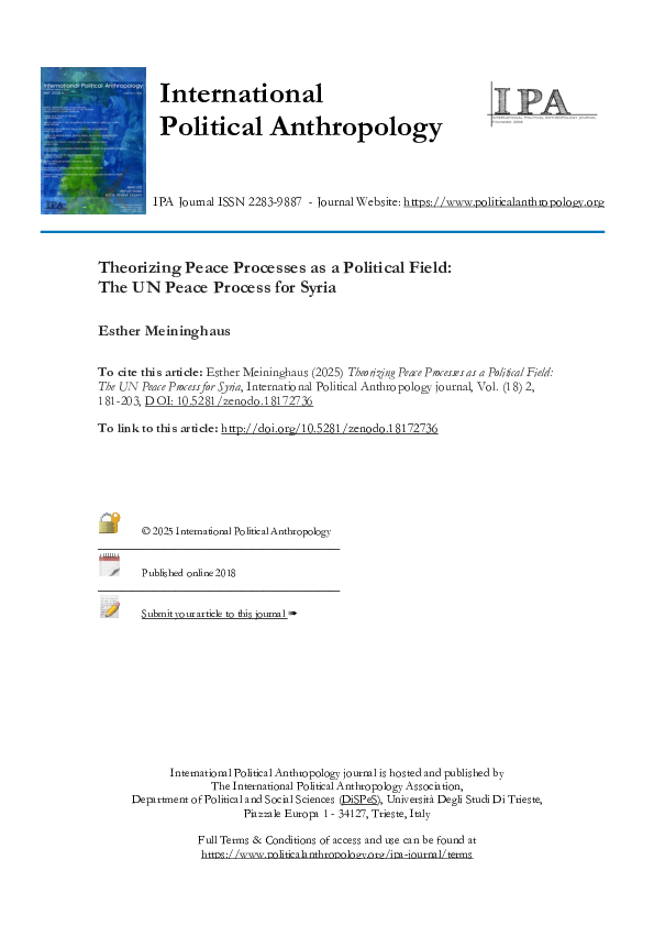 PDF Theorizing Peace Processes As A Political Field The UN Peace Mini 1 Xxyurb 