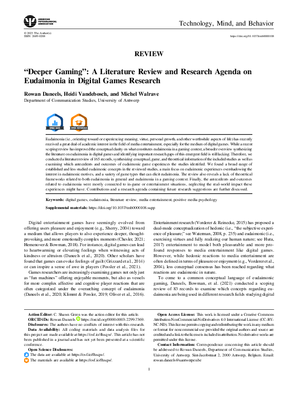 (PDF) “Deeper gaming”: A literature review and research agenda on ...