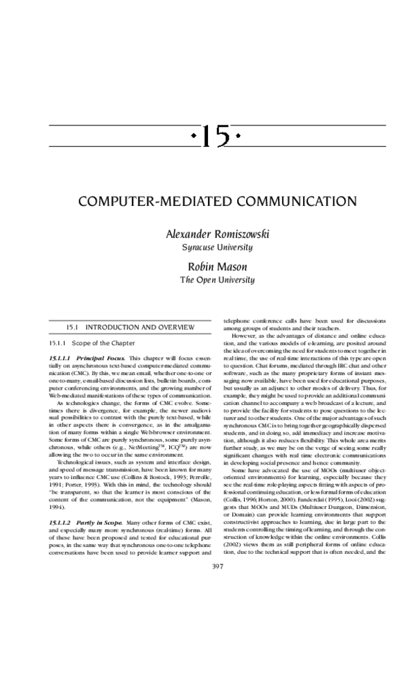 (PDF) Computer mediated communication