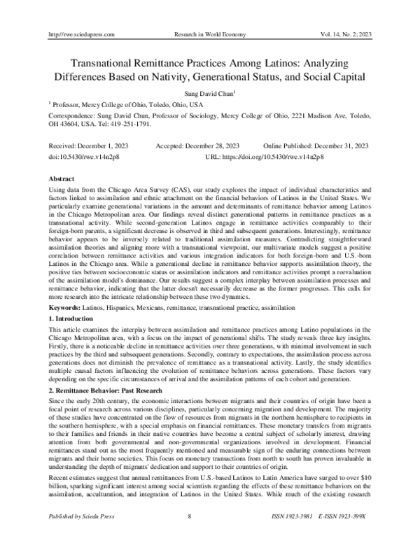 (PDF) Transnational Remittance Practices Among Latinos: Analyzing ...