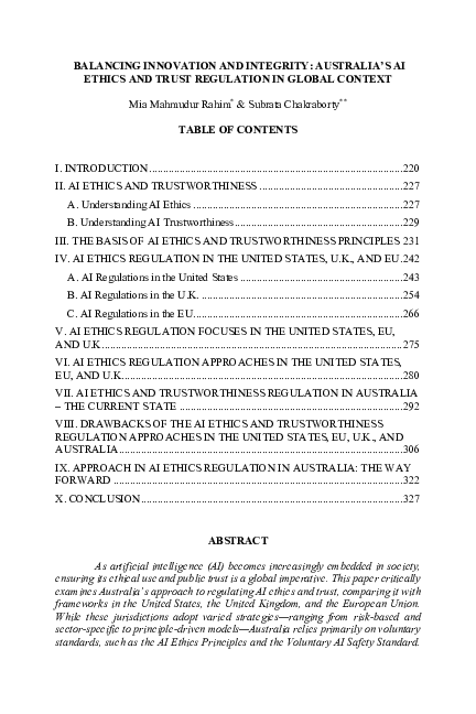 (PDF) BALANCING INNOVATION AND INTEGRITY: AUSTRALIA'S AI ETHICS AND ...