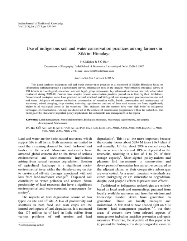 (PDF) Use of indigenous soil and water conservation practices among ...
