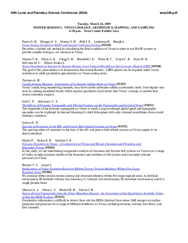 (PDF) Venus Analog Testbed for RASP and Sample Collection Testing