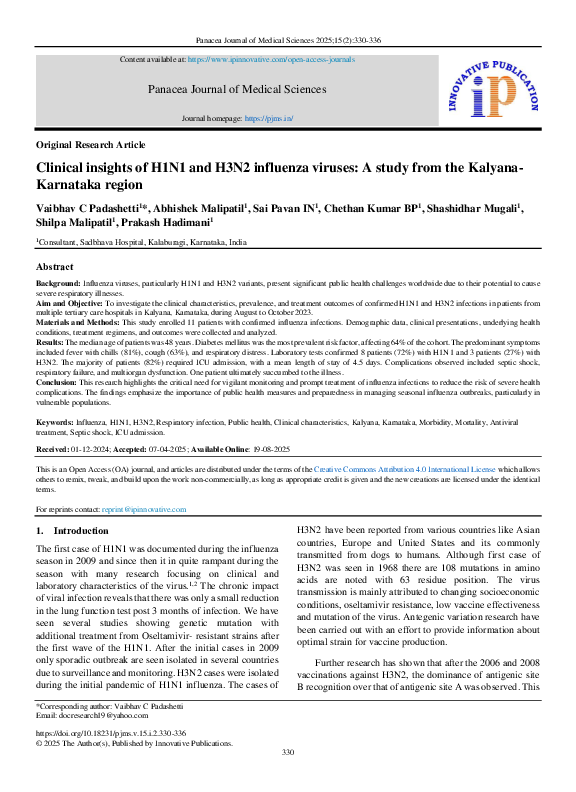 (PDF) Clinical insights of H1N1 and H3N2 influenza viruses: A study ...