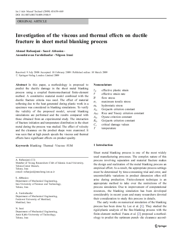 (PDF) Investigation of the viscous and thermal effects on ductile ...