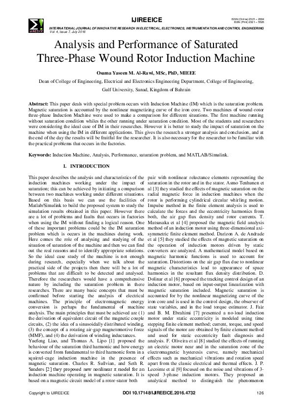 (PDF) Analysis and Performance of Saturated Three-Phase Wound Rotor ...