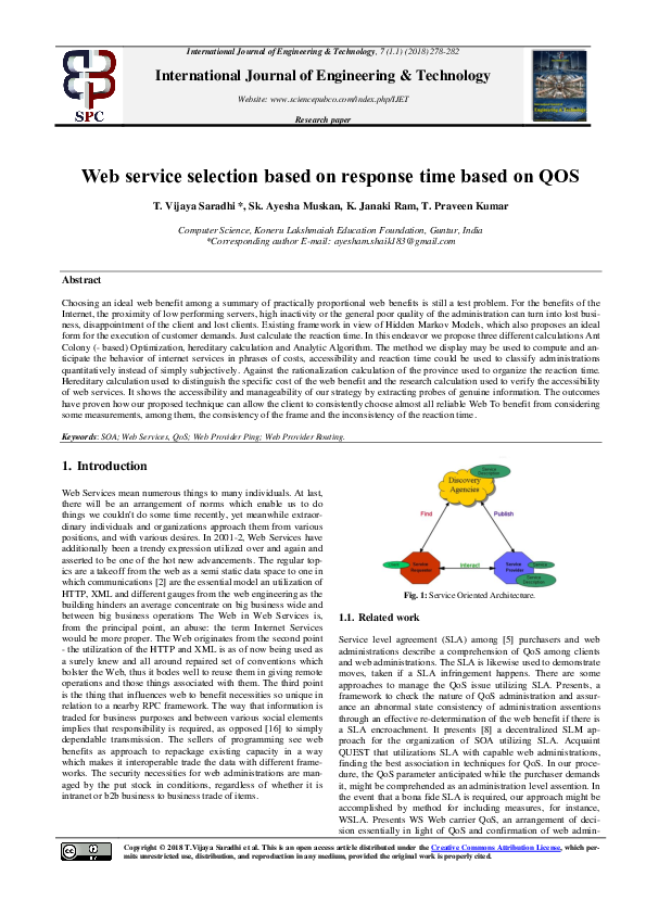 (PDF) Web service selection based on response time based on QOS