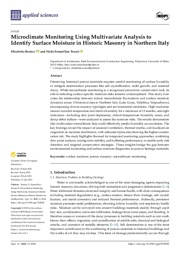 (PDF) Microclimate Monitoring Using Multivariate Analysis to Identify ...