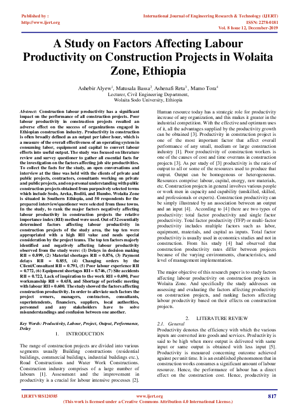 (PDF) A Study on Factors Affecting Labour Productivity on Construction ...