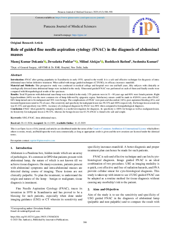 (PDF) Role of guided fine needle aspiration cytology (FNAC) in the ...