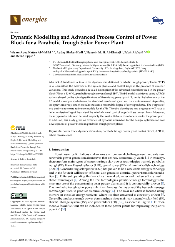(PDF) Dynamic Modelling and Advanced Process Control of Power Block for ...