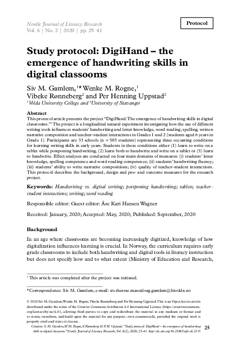 (PDF) Study protocol: DigiHand – the emergence of handwriting skills in ...