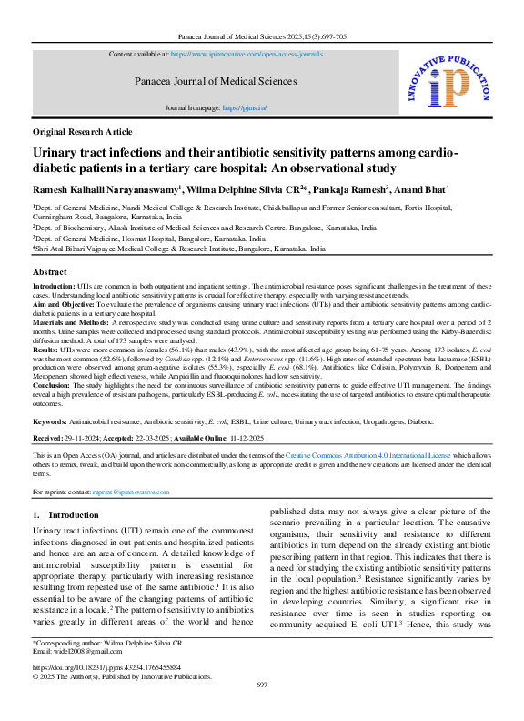 (PDF) Urinary tract infections and their antibiotic sensitivity ...