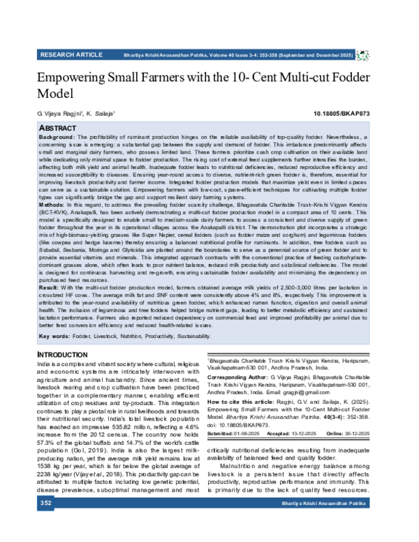 (PDF) Empowering Small Farmers with the 10-Cent Multi-cut Fodder Model