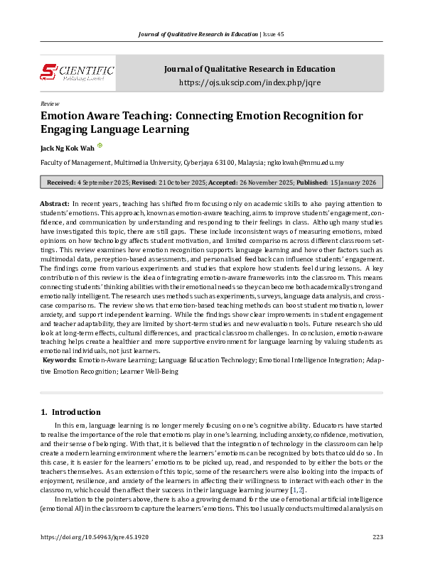 (PDF) Emotion Aware Teaching: Connecting Emotion Recognition for ...