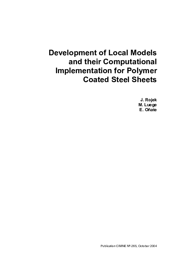 (PDF) Development of local models and their computational ...