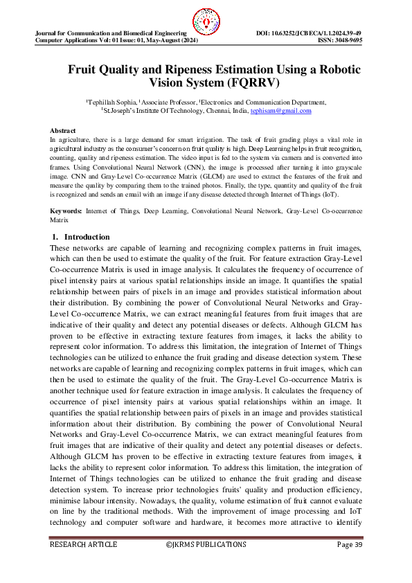 (PDF) Fruit Quality and Ripeness Estimation Using a Robotic Vision ...
