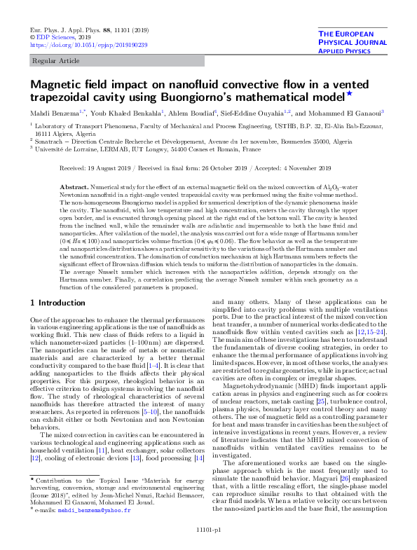 (PDF) Magnetic field impact on nanofluid convective flow in a vented ...