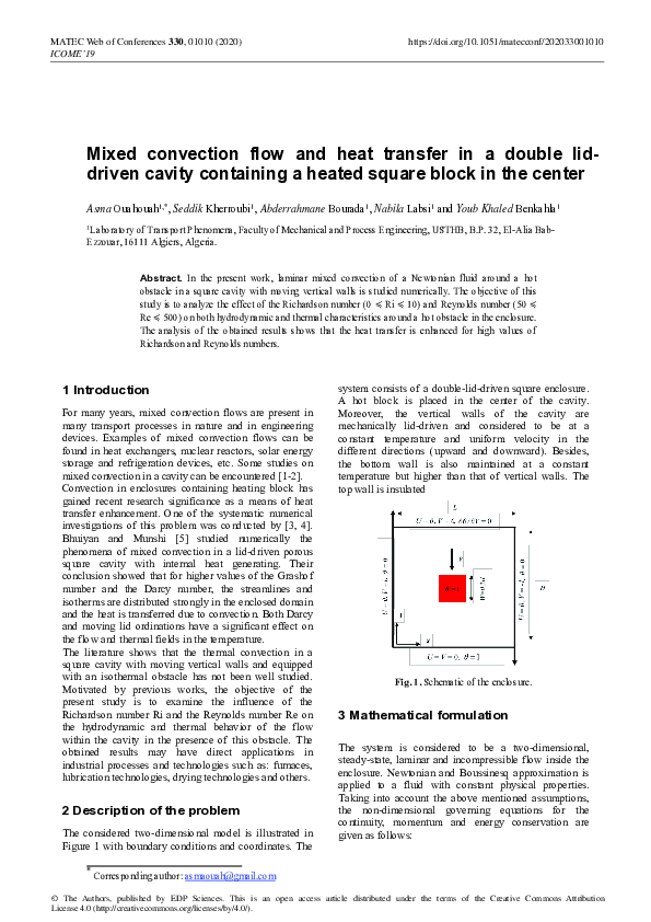 (PDF) Mixed convection flow and heat transfer in a double lid- driven ...