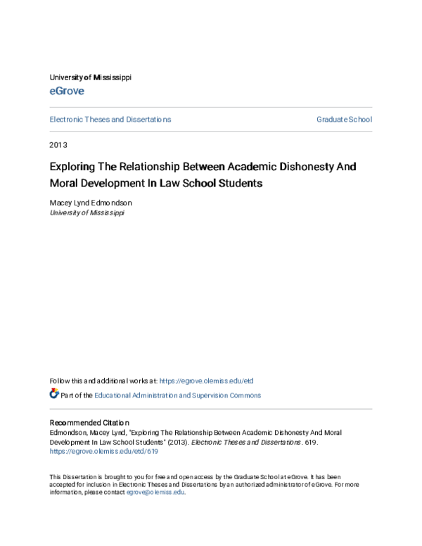 (PDF) Exploring the Relationship between Academic Dishonesty and Moral ...
