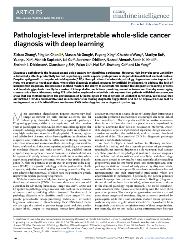(PDF) Pathologist-level interpretable whole-slide cancer diagnosis with ...